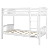 Hearth and Haven Stucci Twin over Twin Bunk Bed with Curved Headboard and Ladder, White LT000066AAK