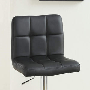 English Elm Black Faux Leather Tufted Counter Height Stools Set of 2 Adjustable Swivel Bar Chairs with Metal Frame and Cushioned Seats HS00F1565-ID-AHD