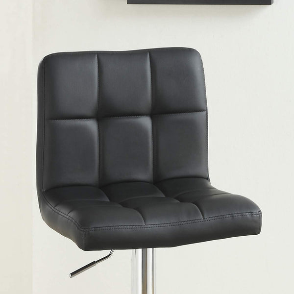 English Elm Black Faux Leather Tufted Counter Height Stools Set of 2 Adjustable Swivel Bar Chairs with Metal Frame and Cushioned Seats HS00F1565-ID-AHD