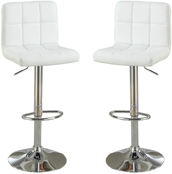English Elm White Faux Leather Bar Stool Set of 2 Adjustable Counter Height Tufted Padded Back Seats with Armrests White 18 L x 21 W x 22 H HS00F1566-ID-AHD