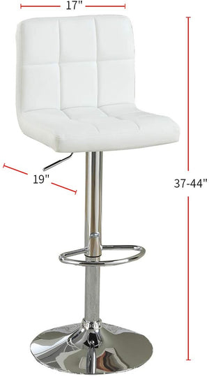 English Elm White Faux Leather Bar Stool Set of 2 Adjustable Counter Height Tufted Padded Back Seats with Armrests White 18 L x 21 W x 22 H HS00F1566-ID-AHD