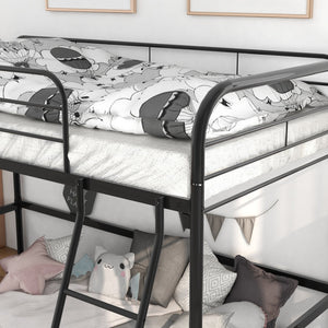 English Elm Metal Twin Loft Bed with Dual Ladders, Full-Length Guardrails, Storage Steps & Heavy-Duty Steel Frame W84041894