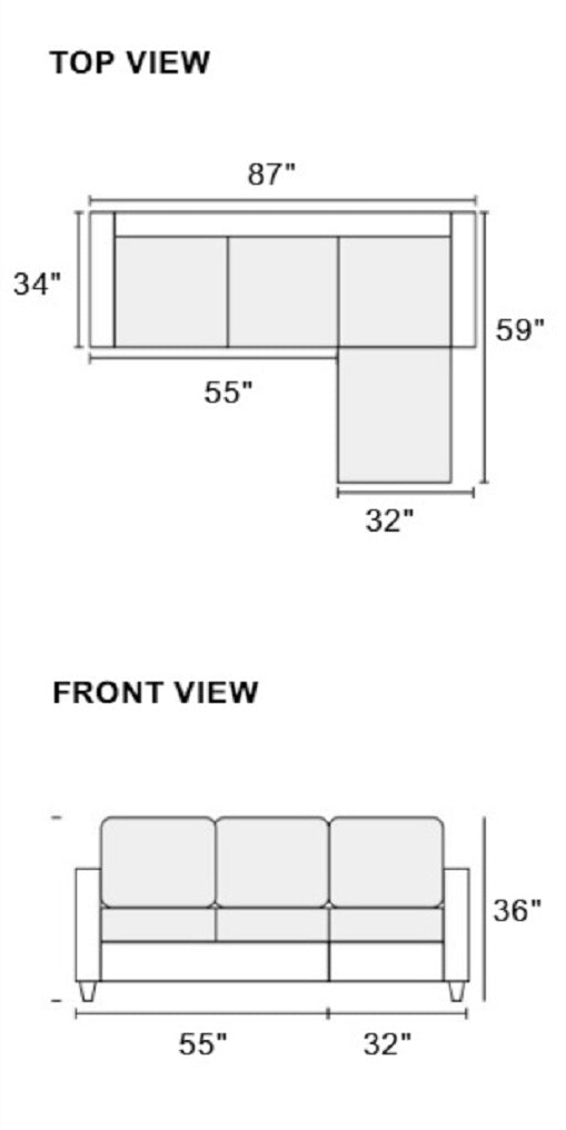 English Elm Living Small Space Reversible Chaise Sectional Sofa with Tufted Linen-Like Upholstery and Rolled Arms Coffee 23 L x 34 W x 87 H HS00F6457-ID-AHD