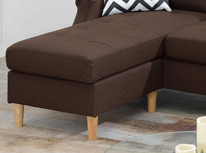 English Elm Living Small Space Reversible Chaise Sectional Sofa with Tufted Linen-Like Upholstery and Rolled Arms Coffee 23 L x 34 W x 87 H HS00F6457-ID-AHD