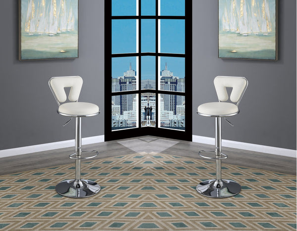 English Elm Adjustable Modern Bar Stool Set of 2 with Gas Lift Lever, Faux Leather Seat and Chrome Metal Base, Stylish White 17 L x 18.25 W x 23 H HS00F1642-ID-AHD