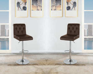 English Elm Adjustable Modern Bar Stool Set of 2 with Gas Lift Lever, Faux Leather Seat and Chrome Metal Base, Stylish Espresso 17 L x 18.2 W x 23 H HS00F1646-ID-AHD