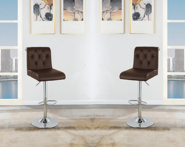 English Elm Adjustable Modern Bar Stool Set of 2 with Gas Lift Lever, Faux Leather Seat and Chrome Metal Base, Stylish Espresso 17 L x 18.2 W x 23 H HS00F1646-ID-AHD