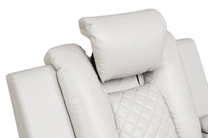 English Elm BENZ Power Recliner Chair Faux Leather Ice with LED Lights, Bluetooth Speaker, Console & One-Touch Adjustable Headrest G150109061