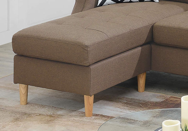 English Elm Living Small Space Reversible Chaise Sectional Sofa with Tufted Linen-Like Upholstery and Rolled Arms Light Coffee 23 L x 34 W x 87 H HS00F6458-ID-AHD
