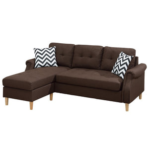 English Elm Living Small Space Reversible Chaise Sectional Sofa with Tufted Linen-Like Upholstery and Rolled Arms Coffee 23 L x 34 W x 87 H HS00F6457-ID-AHD