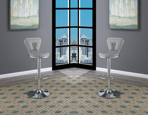 English Elm Adjustable Modern Bar Stool Set of 2 with Gas Lift Lever, Faux Leather Seat and Chrome Metal Base, Stylish Gray 17 L x 18.2 W x 23 H HS00F1643-ID-AHD