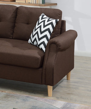 English Elm Living Small Space Reversible Chaise Sectional Sofa with Tufted Linen-Like Upholstery and Rolled Arms Coffee 23 L x 34 W x 87 H HS00F6457-ID-AHD