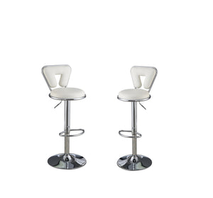 English Elm Adjustable Modern Bar Stool Set of 2 with Gas Lift Lever, Faux Leather Seat and Chrome Metal Base, Stylish White 17 L x 18.25 W x 23 H HS00F1642-ID-AHD