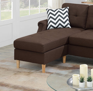 English Elm Living Small Space Reversible Chaise Sectional Sofa with Tufted Linen-Like Upholstery and Rolled Arms Coffee 23 L x 34 W x 87 H HS00F6457-ID-AHD