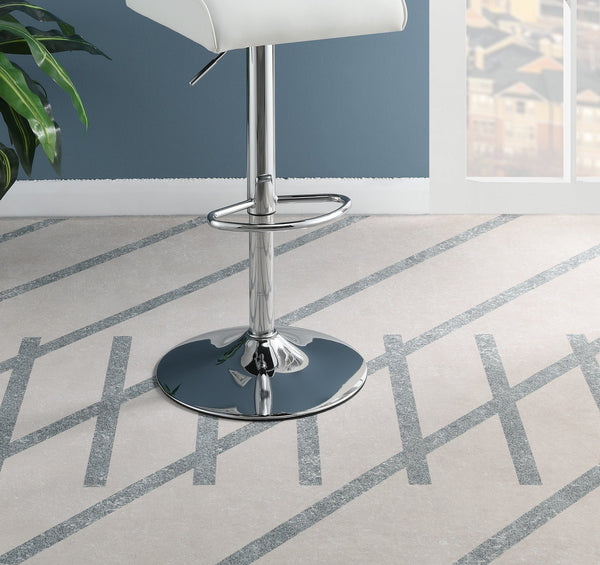 English Elm Adjustable Modern Bar Stool Set of 2 with Gas Lift Lever, Faux Leather Seat and Chrome Metal Base, Stylish White 26 L x 22.83 W x 17.67 H HS00F1645-ID-AHD