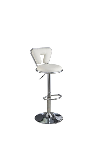 English Elm Adjustable Modern Bar Stool Set of 2 with Gas Lift Lever, Faux Leather Seat and Chrome Metal Base, Stylish White 17 L x 18.25 W x 23 H HS00F1642-ID-AHD