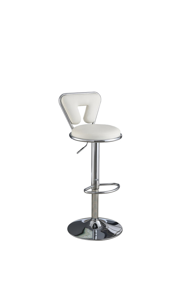 English Elm Adjustable Modern Bar Stool Set of 2 with Gas Lift Lever, Faux Leather Seat and Chrome Metal Base, Stylish White 17 L x 18.25 W x 23 H HS00F1642-ID-AHD