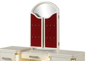 English Elm JASMINE King 5-Pc LED Vanity Bedroom Set with Champagne Tufted Headboard, Gold Accents & Storage B009S01987