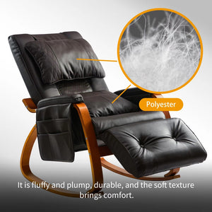 English Elm Massage Rocking Recliner Chair with Five Angles Padded Brown Upholstered Lounge Seat W60739701