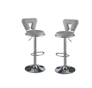 English Elm Adjustable Modern Bar Stool Set of 2 with Gas Lift Lever, Faux Leather Seat and Chrome Metal Base, Stylish Gray 17 L x 18.2 W x 23 H HS00F1643-ID-AHD