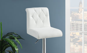 English Elm Adjustable Modern Bar Stool Set of 2 with Gas Lift Lever, Faux Leather Seat and Chrome Metal Base, Stylish White 26 L x 22.83 W x 17.67 H HS00F1645-ID-AHD