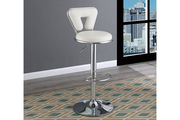 English Elm Adjustable Modern Bar Stool Set of 2 with Gas Lift Lever, Faux Leather Seat and Chrome Metal Base, Stylish White 17 L x 18.25 W x 23 H HS00F1642-ID-AHD