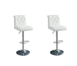 English Elm Adjustable Modern Bar Stool Set of 2 with Gas Lift Lever, Faux Leather Seat and Chrome Metal Base, Stylish White 26 L x 22.83 W x 17.67 H HS00F1645-ID-AHD