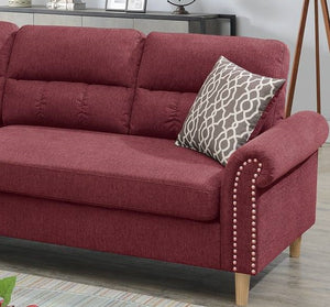English Elm Paparika Reversible Sectional Sofa 2-Piece Velvet-Like Chaise Tufted Back Pillows Nailhead Arms Cozy Modern HS00F6449-ID-AHD