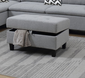 English Elm Living Modern Linen-Like Sectional Sofa with Left Chaise and Storage Ottoman, Tufted Comfort Design Grey 15 L x 23 W x 34 H HS00F6589-ID-AHD