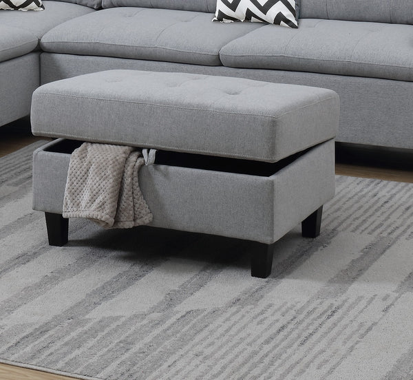 English Elm Living Modern Linen-Like Sectional Sofa with Left Chaise and Storage Ottoman, Tufted Comfort Design Grey 15 L x 23 W x 34 H HS00F6589-ID-AHD