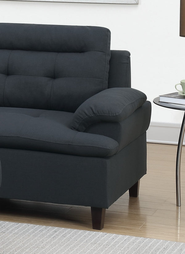 English Elm Living Modern Linen-Like Sectional Sofa with Left Chaise and Storage Ottoman, Tufted Comfort Design Black 15 L x 23 W x 34 H HS00F6588-ID-AHD
