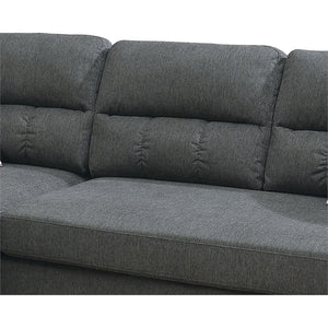 English Elm Slate Reversible Sectional Sofa with Tufted Back, Nailhead Arms, Plush Pillows & Tapered Legs HS00F6447-ID-AHD