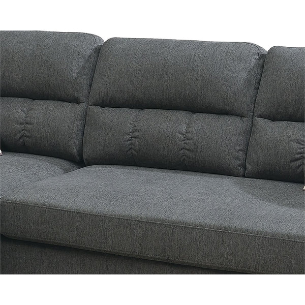 English Elm Slate Reversible Sectional Sofa with Tufted Back, Nailhead Arms, Plush Pillows & Tapered Legs HS00F6447-ID-AHD