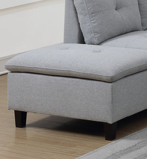 English Elm Living Modern Linen-Like Sectional Sofa with Left Chaise and Storage Ottoman, Tufted Comfort Design Grey 15 L x 23 W x 34 H HS00F6589-ID-AHD