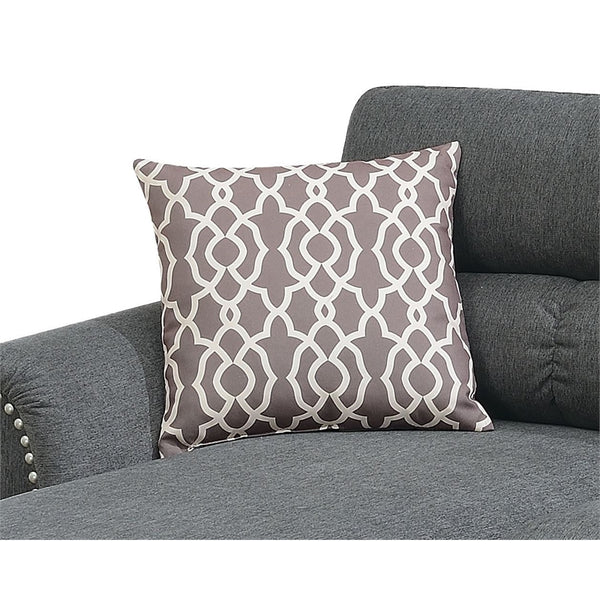 English Elm Slate Reversible Sectional Sofa with Tufted Back, Nailhead Arms, Plush Pillows & Tapered Legs HS00F6447-ID-AHD