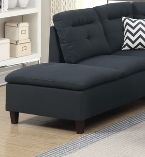 English Elm Living Modern Linen-Like Sectional Sofa with Left Chaise and Storage Ottoman, Tufted Comfort Design Black 15 L x 23 W x 34 H HS00F6588-ID-AHD
