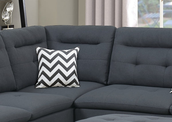 English Elm Living Charcoal Linen-Like Sectional Sofa with Left Chaise & Storage Ottoman, Tufted Cushions, Solid Frame HS00F6590-ID-AHD