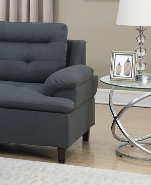 English Elm Living Charcoal Linen-Like Sectional Sofa with Left Chaise & Storage Ottoman, Tufted Cushions, Solid Frame HS00F6590-ID-AHD