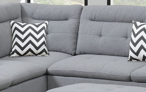 English Elm Living Modern Linen-Like Sectional Sofa with Left Chaise and Storage Ottoman, Tufted Comfort Design Grey 15 L x 23 W x 34 H HS00F6589-ID-AHD