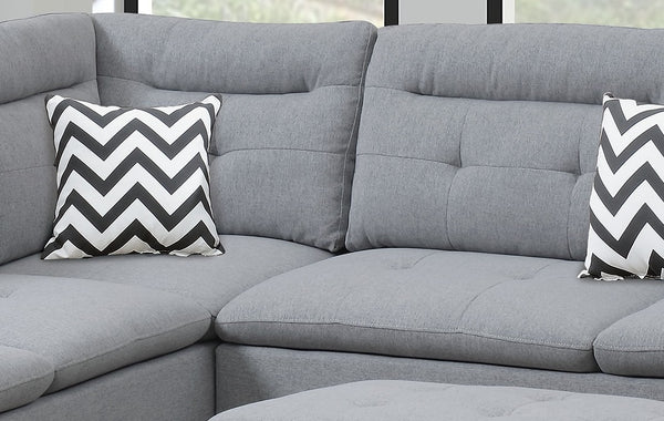 English Elm Living Modern Linen-Like Sectional Sofa with Left Chaise and Storage Ottoman, Tufted Comfort Design Grey 15 L x 23 W x 34 H HS00F6589-ID-AHD