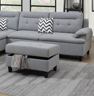 English Elm Living Modern Linen-Like Sectional Sofa with Left Chaise and Storage Ottoman, Tufted Comfort Design Grey 15 L x 23 W x 34 H HS00F6589-ID-AHD