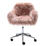 Beacon Faux Fur Fluffy Vanity Chair with Adjustable Seat Height