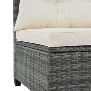 English Elm <old Sku Outdoor Pe Rattan Half Moon Sectional Patio Set with Tempered Glass Tables Beige N704G201215A