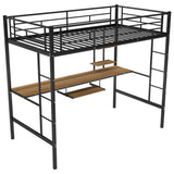 Twin Size Loft Bed with Desk and Shelf, Black