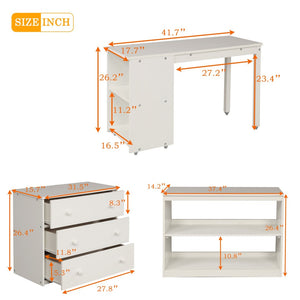 English Elm Low Twin Loft Bed with Rolling Desk Underbed Storage Cabinet Kids Study Space LT000113AAK