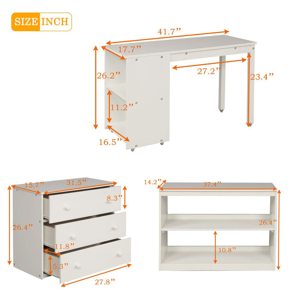 English Elm Low Twin Loft Bed with Rolling Desk Underbed Storage Cabinet Kids Study Space LT000113AAK