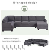 English Elm Ustyle Modern Large Upholstered U-Shape Sectional Sofa, Extra Wide Chaise Lounge Couch, Grey