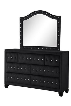 English Elm HAZEL King 5 PC Bedroom Set Velvet Tufted Headboard w/ Speakers & USB, Black/Navy/Gray/Cream B009S00808