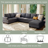 English Elm Ustyle Modern Large Upholstered U-Shape Sectional Sofa, Extra Wide Chaise Lounge Couch, Grey