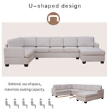 English Elm Ustyle Modern Large Upholstered U-Shape Sectional Sofa, Extra Wide Chaise Lounge Couch, Beige